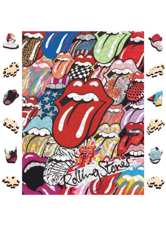 ROLLING STONES The Rolling Stones Wooden Puzzle – Lick & Rock | Official Licensed Puzzle Gift for Adults - Image 1
